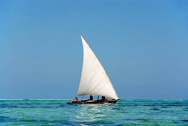 Zanzibar dhow boat on turquoise water