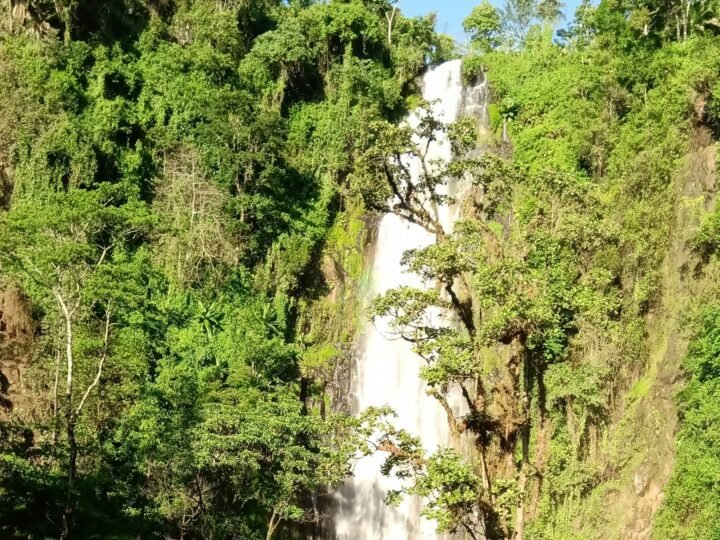 Materuni Waterfall falling through rainforest on the lower slopes of Kilimanjaro, Tanzania